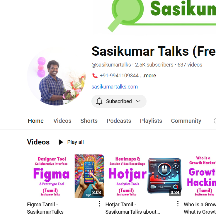 Sasikumar Talks Youtube